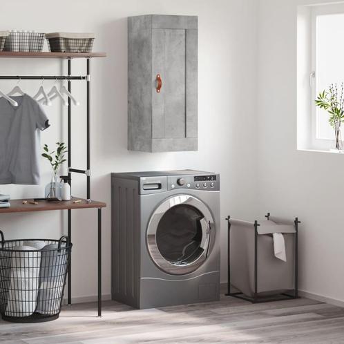 vidaXL Wandkast 34,5x34x90 cm bewerkt hout betongrijs, Huis en Inrichting, Kasten | Buffetkasten, 25 tot 50 cm, Nieuw, Overige houtsoorten