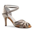 Dames Dansschoen Zilver Leer - Hak 7,5 cm - Open Neus - Sals, Verzenden, Nieuw