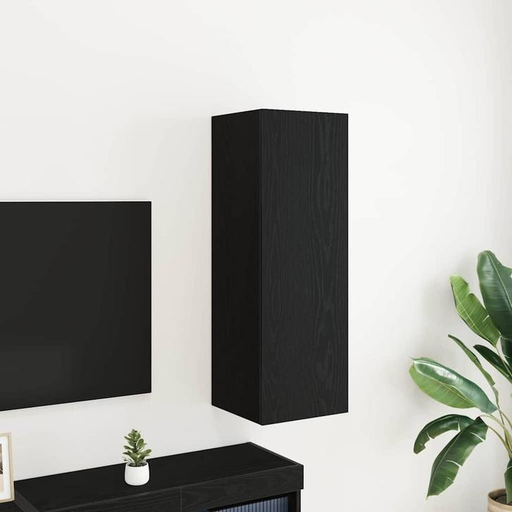 vidaXL Wand TV-kast Zwart eiken 30.5 x 30 x 90 cm Bewerkt, Huis en Inrichting, Kasten | Televisiemeubels, Nieuw, Minder dan 50 cm
