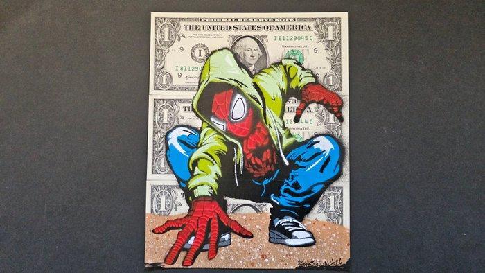 Jinks Kunst - SPIDER-MAN - 3 Real US $1 Banknotes - New, Antiek en Kunst, Kunst | Designobjecten