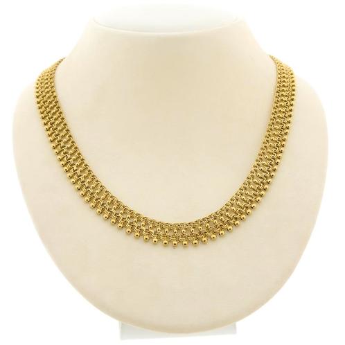 Gouden galeriedraad schakel collier | 43 cm, Sieraden, Tassen en Uiterlijk, Kettingen, Overige kleuren, Gebruikt, Goud, Ophalen of Verzenden