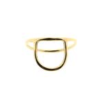 Gouden ring met halve cirkel (geelgoud, fantasie ring), Gebruikt, Overige kleuren, Ophalen of Verzenden, Kleiner dan 17