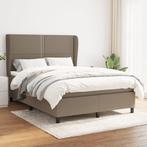 vidaXL Boxspring met matras stof taupe 140x190 cm, Verzenden, Stof, Nieuw, Tweepersoons