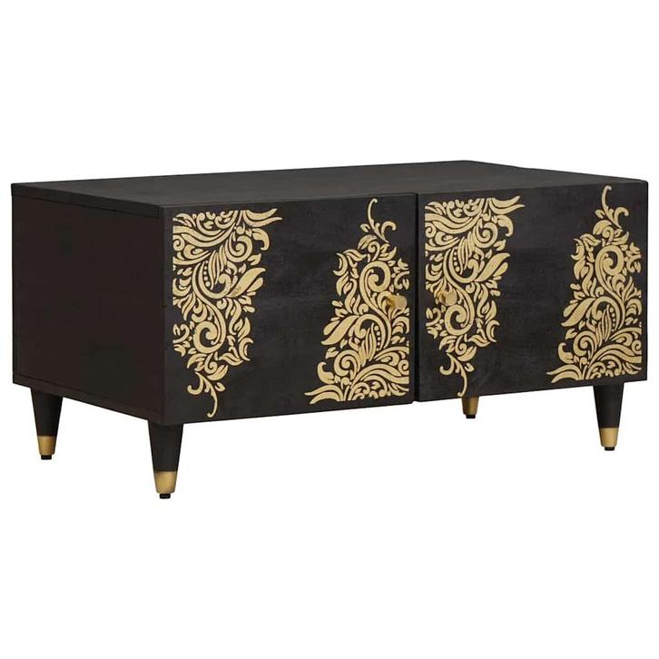vidaXL Salontafel Zwart 80 x 50 x 40 cm Massief Mango Hout, Huis en Inrichting, Tafels | Salontafels, Rechthoekig, Nieuw, Overige houtsoorten