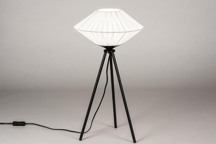 Rietveld Tafellampen - Wit, Zwart - Stof, Metaal, Huis en Inrichting, Lampen | Tafellampen, Verzenden
