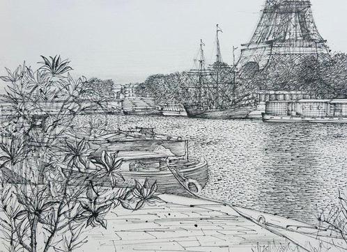 Jean Carzou (1907-2000) - Le quai de Passy, la Tour Eiffel,, Antiek en Kunst, Antiek | Overige Antiek