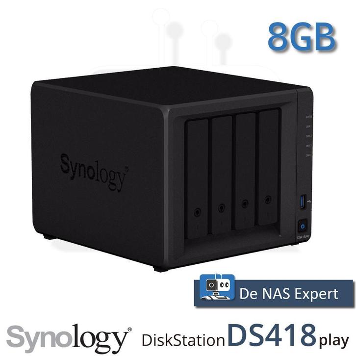 NAS Synology DS418play 8GB refurbished, Computers en Software, NAS, Nieuw, Ophalen of Verzenden