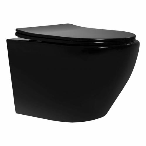 REA Rimless wandcloset - Diepspoel - Glans zwart - Softcl..., Doe-het-zelf en Verbouw, Sanitair, Nieuw, Ophalen of Verzenden