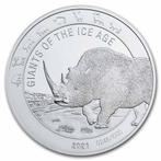 Ghana Giants of the Ice Age 1 kg 2021 Woolly Rhino, Postzegels en Munten, Zilver, Losse munt, Overige landen, Verzenden