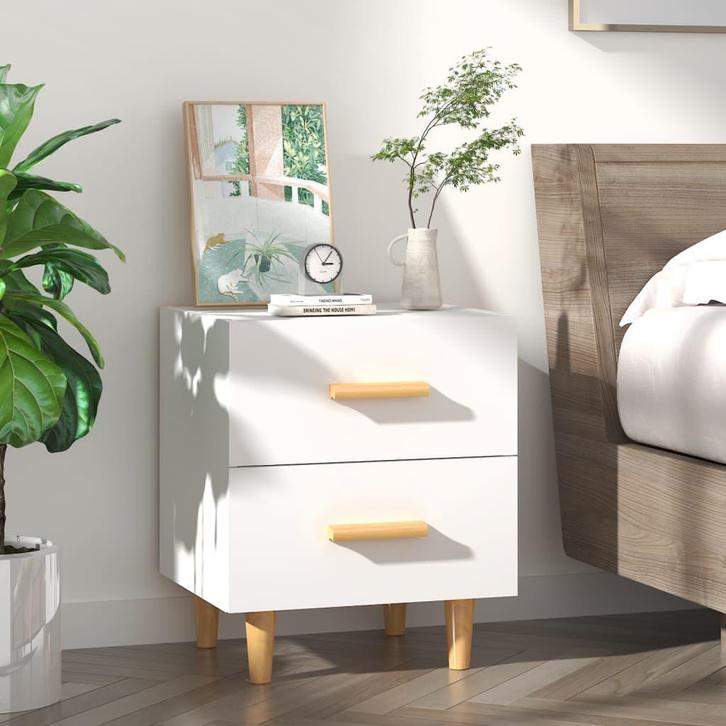 vidaXL Nachtkastje 40x35x47,5 cm wit, Huis en Inrichting, Slaapkamer | Nachtkastjes, Nieuw, Minder dan 45 cm, Hout, Minder dan 55 cm