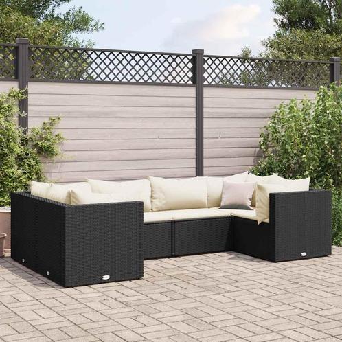 vidaXL 6-delige Loungeset met kussens poly rattan zwart, Tuin en Terras, Tuinsets en Loungesets, Loungeset, Nieuw, Rotan, Verzenden