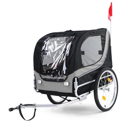 Opvouwbare fietskar voor honden - grijs/zwart - veilig en..., Fietsen en Brommers, Fietsaccessoires | Aanhangers en Karren, Nieuw