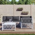vidaXL 5-delige Loungeset met kussens staal wit, Verzenden, Nieuw, Rvs, Loungeset