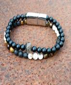 Dubbele kralen armband hand gemaakt van puur natuursteen, Verzenden, Nieuw