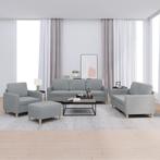 vidaXL 4-delige Loungeset met kussens stof lichtgrijs, Huis en Inrichting, Banken | Bankstellen, Verzenden, Nieuw, Vierpersoons of meer