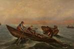 Italian school (XIX-XX), signed F. Boscari - Fishermen in, Antiek en Kunst, Kunst | Schilderijen | Klassiek