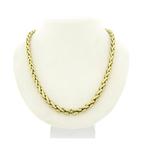 Gouden vossenstaartschakel collier met robijn en onyx, Gebruikt, Overige kleuren, Ophalen of Verzenden, Met edelsteen