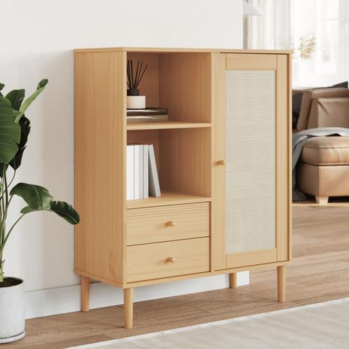 vidaXL buffetkast SENJA rattan-look 90x40x112 cm grenenhout, Huis en Inrichting, Kasten | Buffetkasten, 25 tot 50 cm, Nieuw, Grenenhout