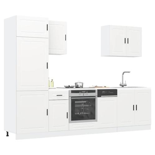 vidaXL 7-delige Keukenkastenset Porto bewerkt hout wit, Huis en Inrichting, Keuken | Keukenelementen, Wit, Nieuw, Verzenden