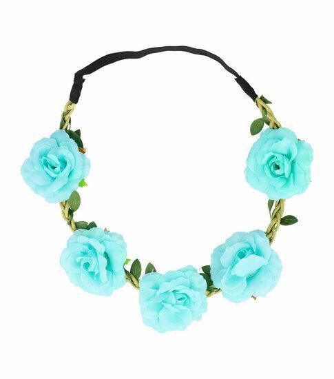 Haarband Bloemen – Gevlochten roosjes – Blauw, Sieraden, Tassen en Uiterlijk, Uiterlijk | Haarverzorging