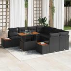 vidaXL Tuin Sofa Set met opslag 9 pcs Zwart Poly riet, Verzenden, Nieuw, Rotan