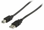 USB Kabel A Male - B Male rond 1.80 m zwart, Nieuw, Ophalen of Verzenden