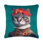 Kussen Portret kat blauw 45x45cm, Verzenden, Nieuw