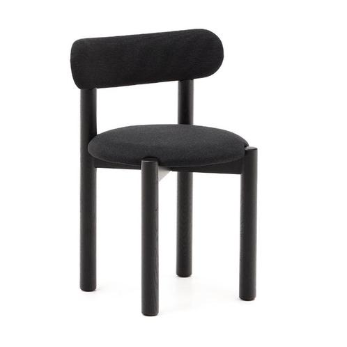*WOONWINKEL* Kave Home Nebai Eetkamerstoel Zwart Eiken Hout, Huis en Inrichting, Stoelen, Zwart, Nieuw, Stof, Verzenden
