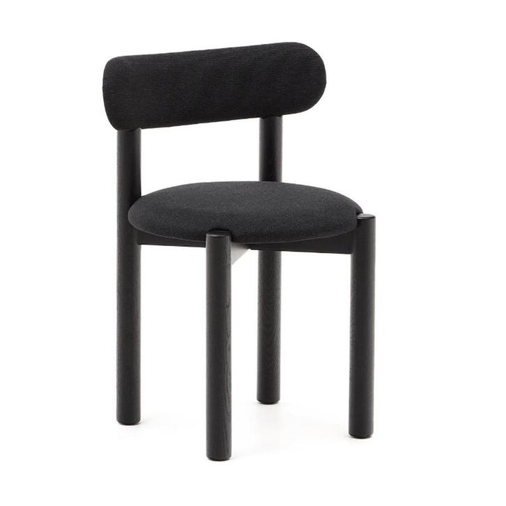 *WOONWINKEL* Kave Home Nebai Eetkamerstoel Zwart Eiken Hout, Huis en Inrichting, Stoelen, Zwart, Nieuw, Stof, Verzenden