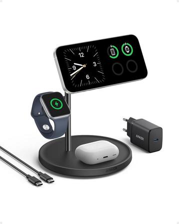 Anker MagGo 3-in-1 Draadloze Oplader 15W - Voor iPhone, A... beschikbaar voor biedingen