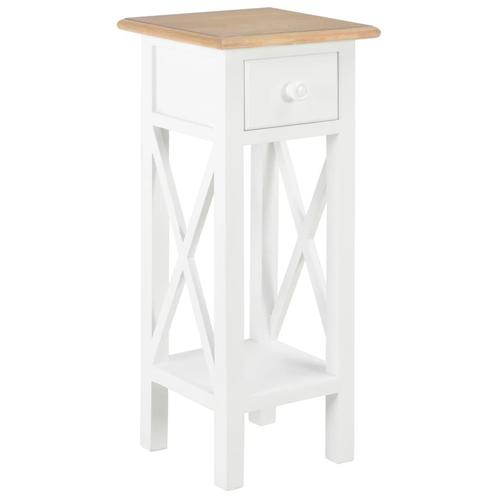 vidaXL Bijzettafel 27x27x65,5 cm hout wit, Huis en Inrichting, Tafels | Bijzettafels, Nieuw, Verzenden