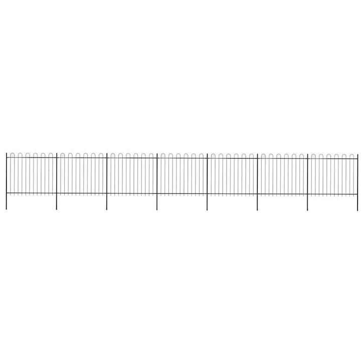 vidaXL Tuinhek met ringtop staal 1248x150 cm zwart, Tuin en Terras, Schuttingen, Nieuw, IJzer, 1 tot 2 meter, Verzenden