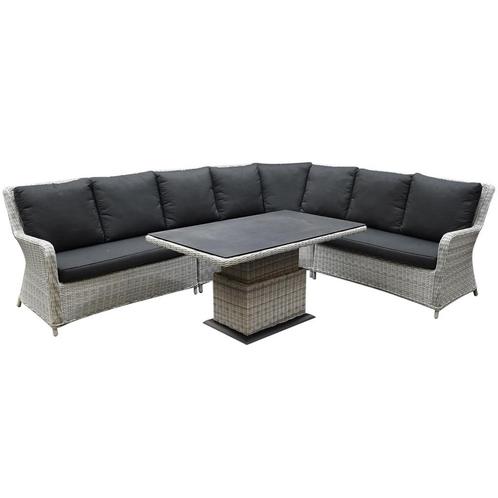 Bilbao dining hoek loungeset 5 delig wit verstelbare tafel, Tuin en Terras, Tuinsets en Loungesets, Nieuw, Wicker, Ophalen of Verzenden