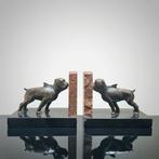 Boekensteunen - Bulldog - Metaal en marmer, Antiek en Kunst