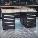 Datona Werkbank PRO - eiken werkblad - 24 lades - 200 cm -, Doe-het-zelf en Verbouw, Werkbanken, Ophalen of Verzenden, Nieuw
