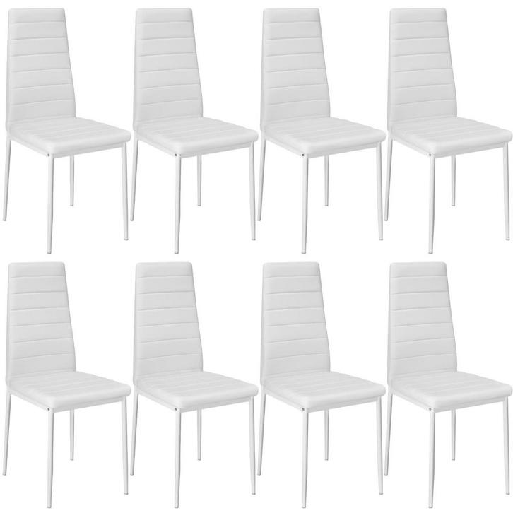 Eetkamerstoelen, kunstleer - wit, Set van 8, Huis en Inrichting, Stoelen, Verzenden