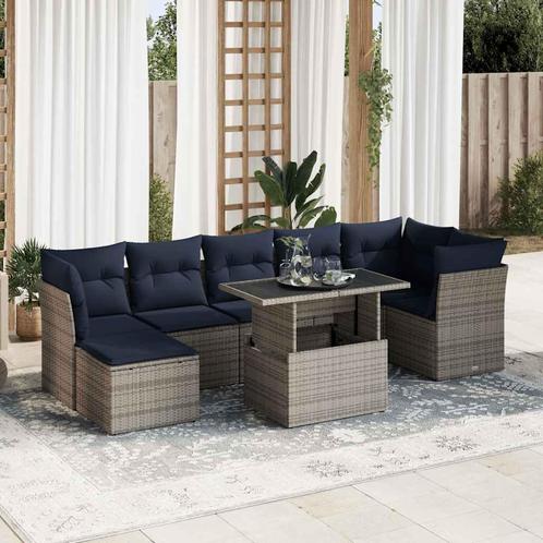 vidaXL 7-delige Loungeset met kussens poly rattan acacia, Tuin en Terras, Tuinsets en Loungesets, Loungeset, Nieuw, Rotan, Verzenden