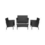 Teesa Rose 4-delige Rattan Tuin Loungeset Zwart - Meubelset, Ophalen of Verzenden, Nieuw