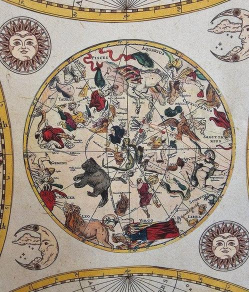 Nieuw ontwerp! Tessuto met exclusieve oude cartografische, Antiek en Kunst, Antiek | Kleden en Textiel