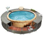 vidaXL Hottub-ombouw poly rattan grijs, Tuin en Terras, Zwembad-toebehoren, Verzenden, Nieuw