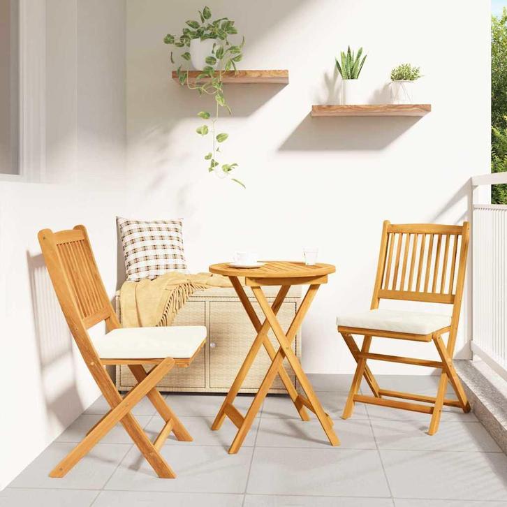 vidaXL Tuin Bistro Set 3 pcs Bruin Massief Acaciahout, Tuin en Terras, Tuinsets en Loungesets, Nieuw, Verzenden