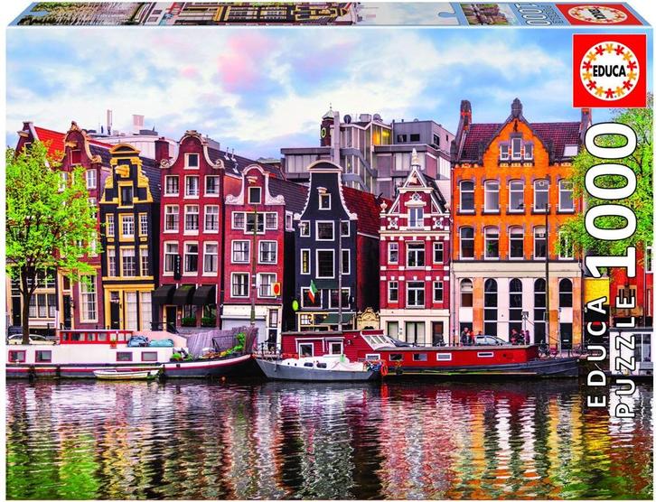 Dancing Houses - Amsterdam Puzzel (1000 stukjes) | Educa -, Hobby en Vrije tijd, Denksport en Puzzels, Nieuw, Verzenden