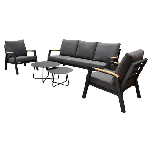 Montenegro stoel-bank loungeset 5-delig antraciet aluminium, Tuin en Terras, Tuinsets en Loungesets, Nieuw, Aluminium, Ophalen of Verzenden
