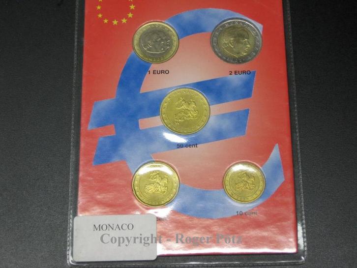 Monaco 3,80 Euro 2002 munten set 10 Cent 2 Euro, Postzegels en Munten, Munten | Europa | Euromunten, Verzenden