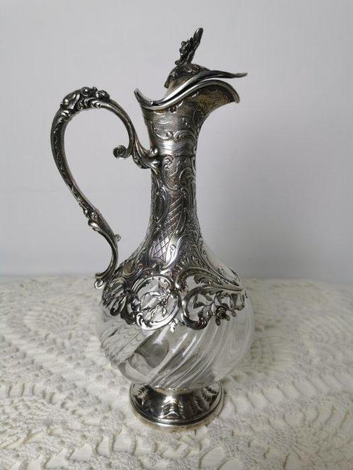 Caraffa /decanter in cristallo argentato di prima qualità, Antiek en Kunst, Antiek | Goud en Zilver