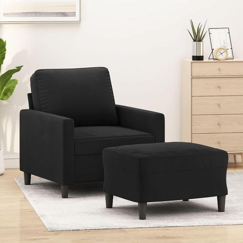 vidaXL Fauteuil met voetenbank 60 cm fluweel zwart, Huis en Inrichting, Banken | Bankstellen, Nieuw, Minder dan 150 cm, Stof, Eenpersoons