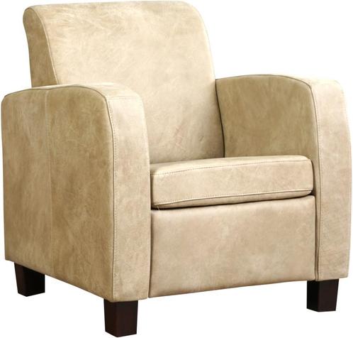 Direct meenemen | Taupe leren fauteuil | taupe leer | NIEUW, Huis en Inrichting, Fauteuils, 50 tot 75 cm, 75 tot 100 cm, Nieuw