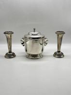 Exquisite English SilverPlated Biscuit Jar with Sculptural