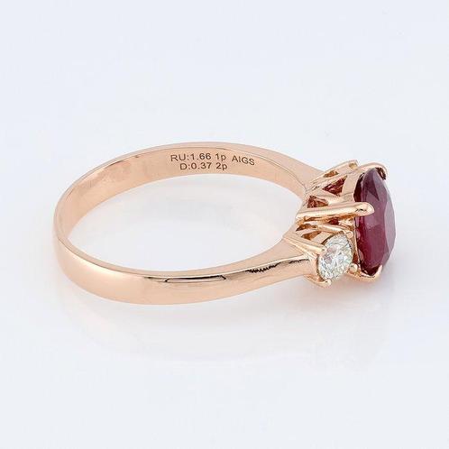 Ring - 18 karaat Geel goud - 3.65ct. tw. Robijn - Diamant -, Sieraden, Tassen en Uiterlijk, Ringen