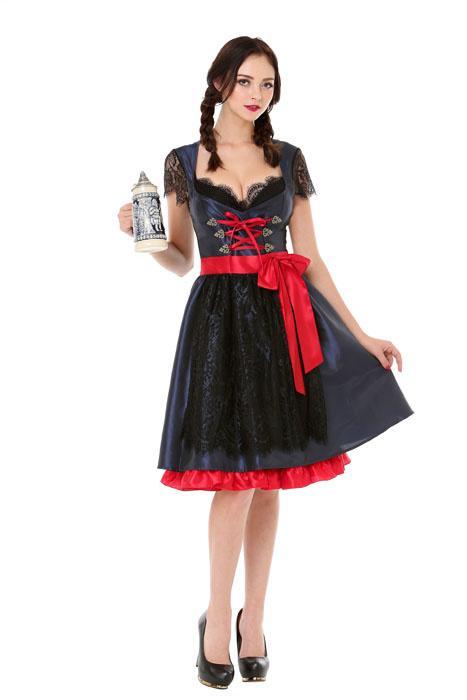 Dirndl Jurk Oktoberfest Zwart Rode Strik, Kinderen en Baby's, Carnavalskleding en Verkleedspullen, Nieuw, Verzenden